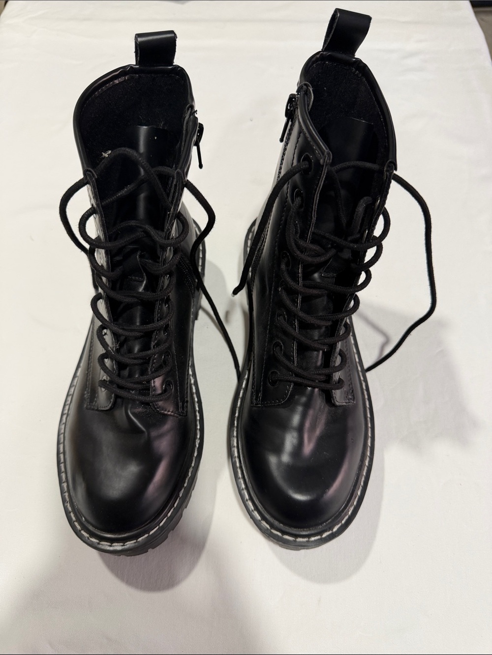 Black Lace-Up Combat Boots for Women